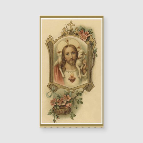 Sacred Heart of Jesus wlamb  flowers