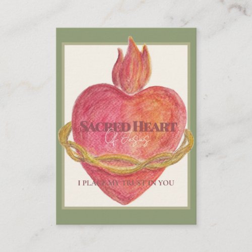Sacred Heart of Jesus Watercolor Prayer Card