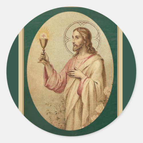 Sacred Heart of Jesus with Chalice  Eucharist Classic Round Sticker