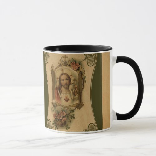 Sacred Heart of Jesus with Lamb  Flowers Mug