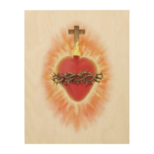 Sacred Heart of Jesus Wood Wall Art