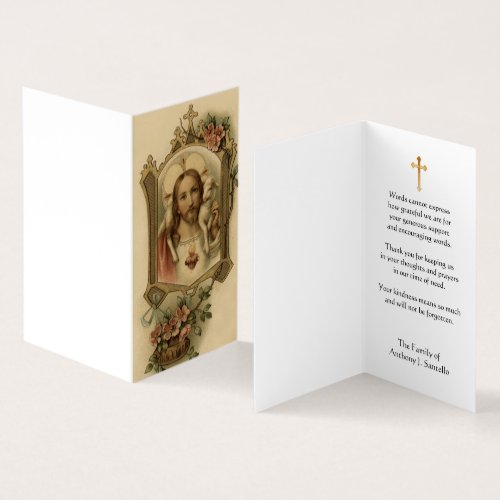 Sacred Heart of JesusCatholic Condolence Thank You Business Card