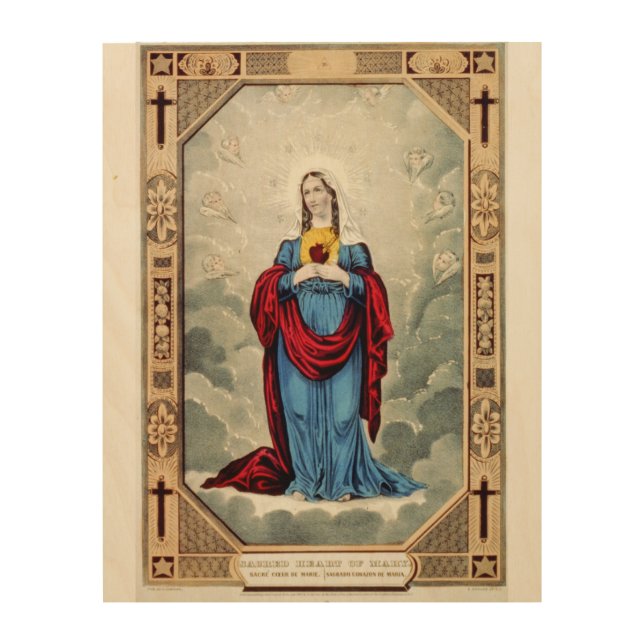 Sacred heart of Mary - 1848 Wood Wall Art (Front)