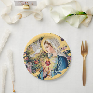 Sacred Heart of Mary, Devotion, Christian Art Paper Plates
