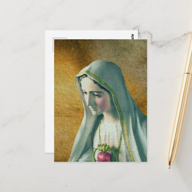 Sacred Heart Of Mary Postcard (Front/Back In Situ)
