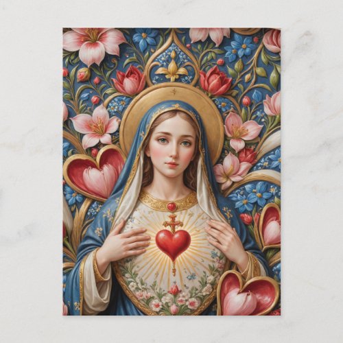 Sacred Heart of Mary Religious Postcard