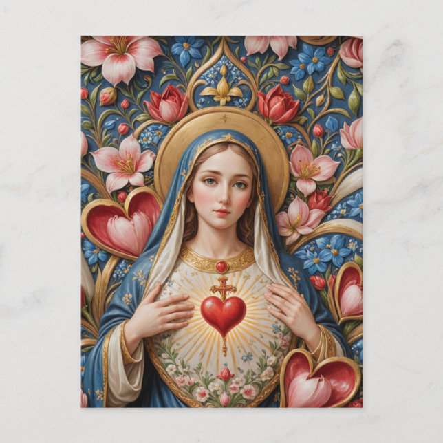 Sacred Heart of Mary Religious Postcard (Front)