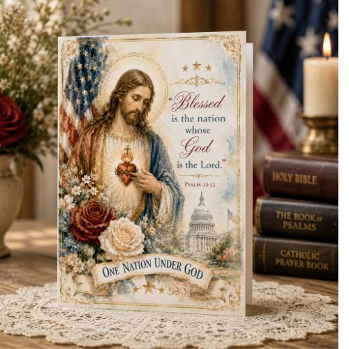 Sacred Heart Patriotic Verse Greeting Cards