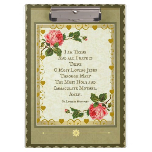 Sacred Heart Prayer Clipboard w Roses