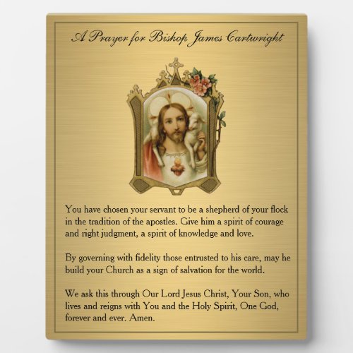 Sacred Heart Prayer for Catholic Bishop Vintage Plaque