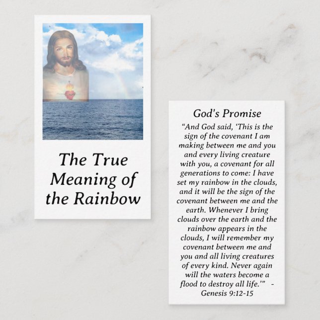Sacred Heart Rainbow Meaning Prayer Card (Front/Back)