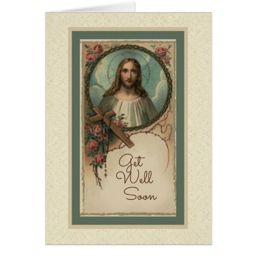 Sacred Heart Rosary Flowers Cross Get Well Soon