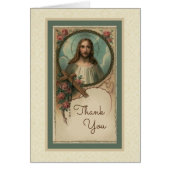 Sacred Heart Rosary Flowers Cross Thank You (Front)