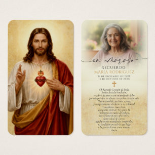 Sacred Heart Spanish Memorial Prayer Cards