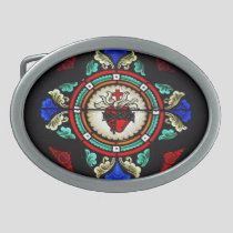 Sacred Heart (stained glass) Buckle Oval Belt Buckle