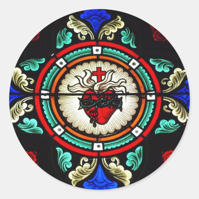 Sacred Heart Stained Glass Sticker (Front)