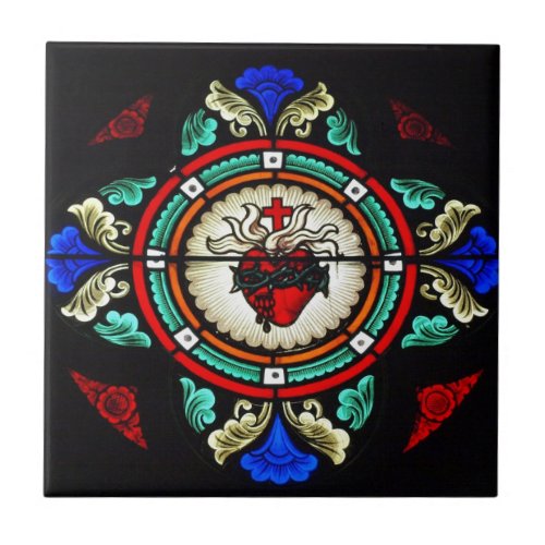 Sacred Heart Stained Glass Tile