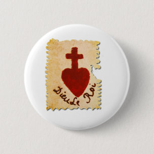 Sacred Heart Vendée Dieu, le Roi Catholic Button