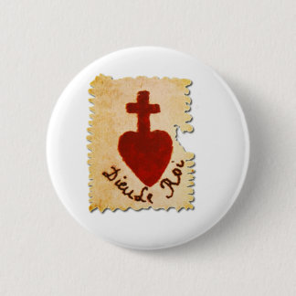 Sacred Heart Vendée Dieu, le Roi Catholic Button
