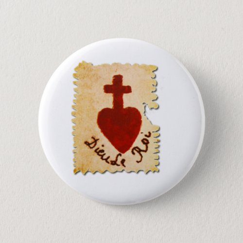 Sacred Heart Vende Dieu le Roi Catholic Button