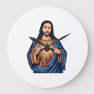 Sacred Heart Vintage Engraving Religious Vector De Large Clock