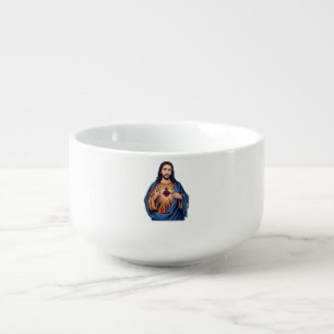 Sacred Heart Vintage Engraving Religious Vector De Soup Mug