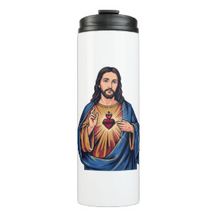 Sacred Heart Vintage Engraving Religious Vector De Thermal Tumbler