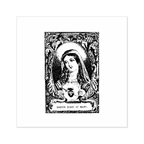 Sacred Heart Virgin Mother Mary Catholic Religious Rubber Stamp