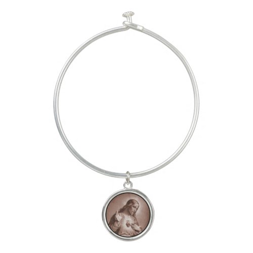 Sacred Heart with Cross Bangle Bracelet