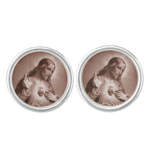 Sacred Heart with Cross Cufflinks