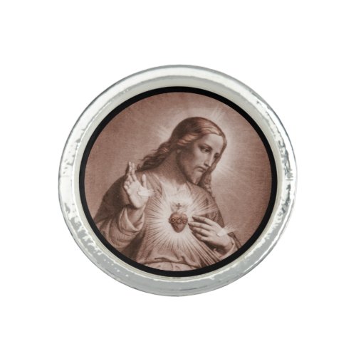 Sacred Heart with Cross Ring