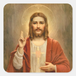 Sacred Heart with Halo Square Sticker