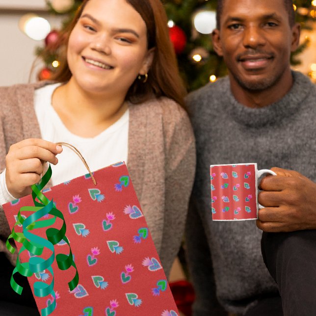 Sacred Hearts Catholic Folk Art Red Small Gift Bag (Creator Uploaded)