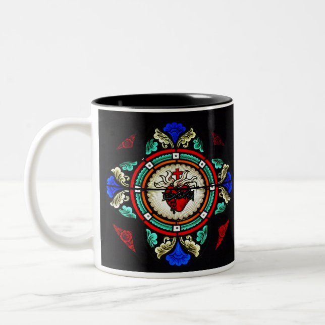 Sacred Hearts of Jesus & Mary Stained Glass Mug (Left)