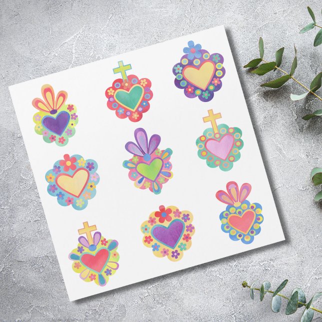 SACRED HEARTS, WATERCOLOR, mexico, mexican folk (Creator Uploaded)