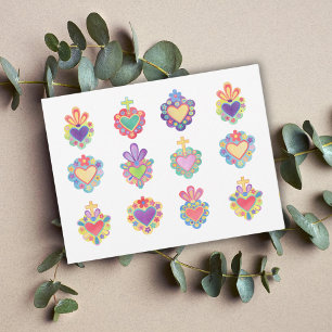 SACRED HEARTS, WATERCOLOR, mexico, mexican folk Postcard