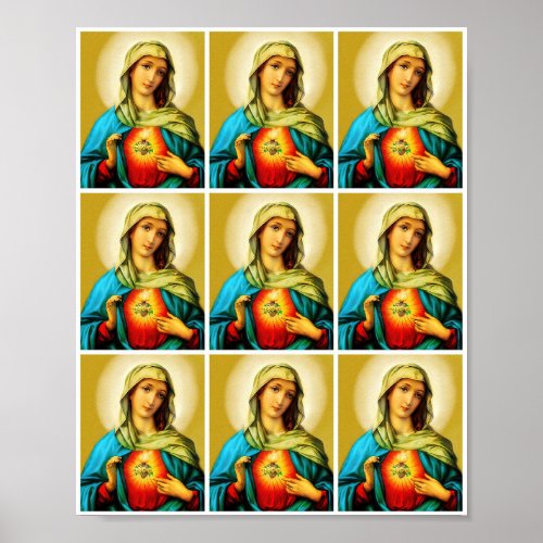 Sacred Immaculate Heart of Virgin Mary Multi Poster