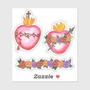 Sacred & Immaculate Heart Roses Sticker