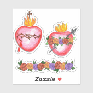 Sacred & Immaculate Heart Roses Sticker