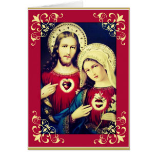 Sacred Immaculate Hearts Jesus Mary Prayer Cards