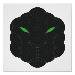 Sacred Jaguar- Face of Life, Black. Poster
