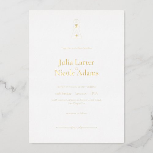 Sacred Jain Mahaveer Minimalist Wedding Foil Invitation