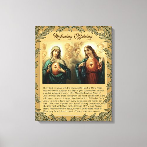 Sacred Jesus Immaculate Heart Mary Angels Cherubs Canvas Print