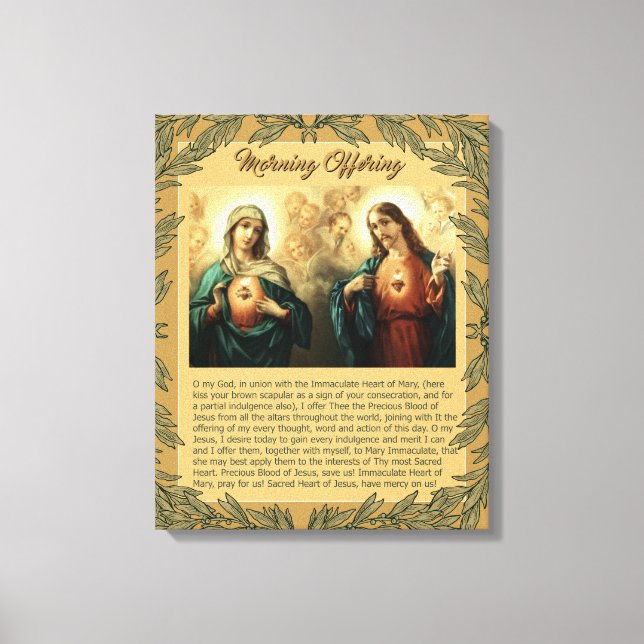 Sacred Jesus Immaculate Heart Mary Angels Cherubs Canvas Print (Front)