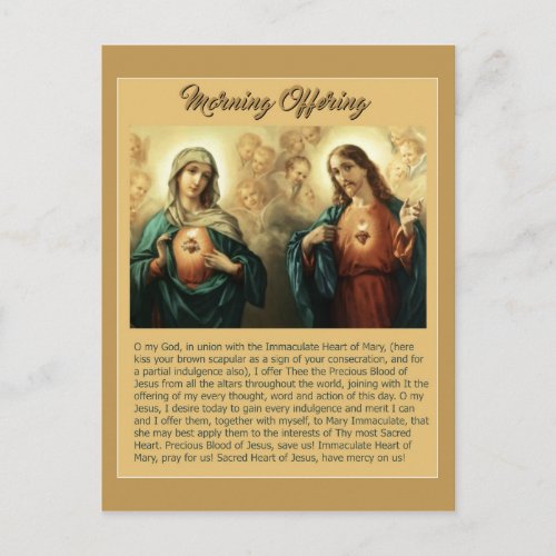 Sacred Jesus Immaculate Heart Mary Angels Cherubs Postcard