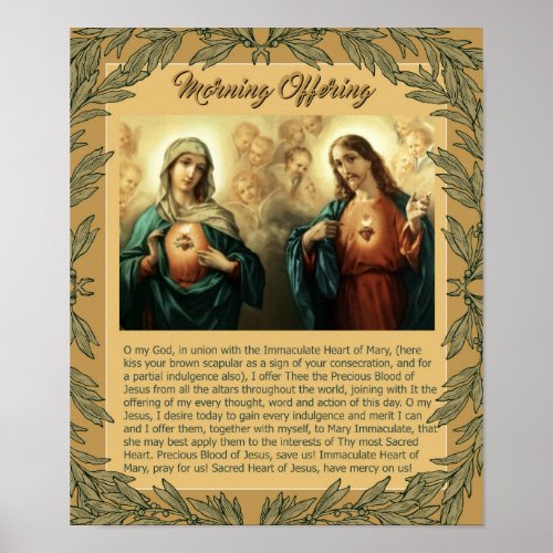 Sacred Jesus Immaculate Heart Mary Angels Cherubs Poster