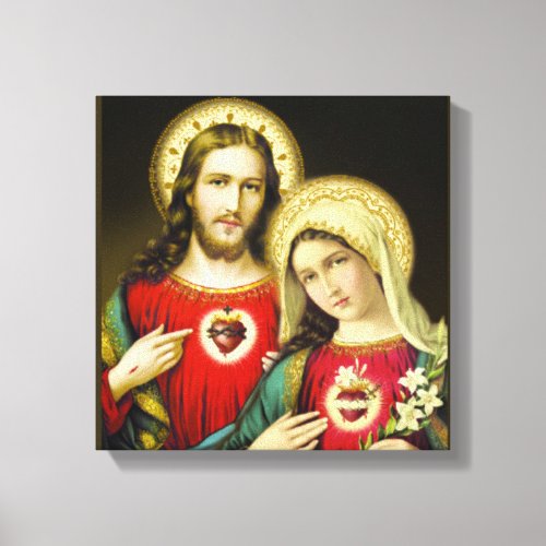 Sacred Jesus Immaculate Heart Mary Canvas Print