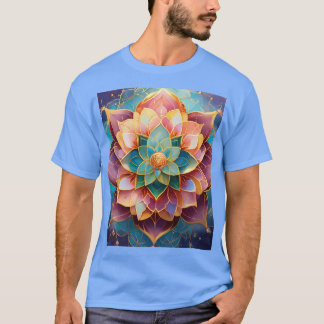Sacred Lotus and Cosmic DNA Abstract Art T-Shirt