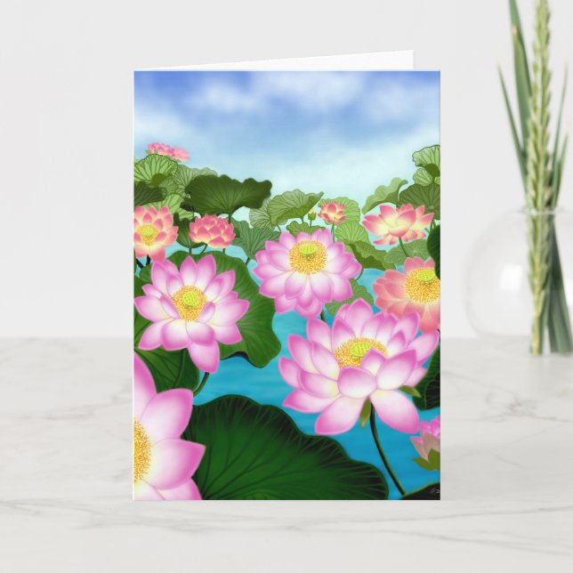Sacred Lotus Flowers Card (Front)