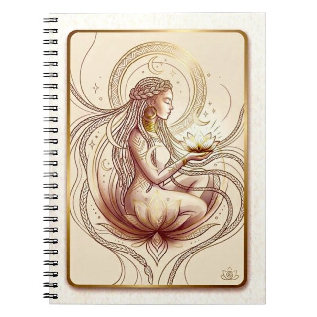 Sacred Lotus Goddess Spiritual  Notebook (Front)